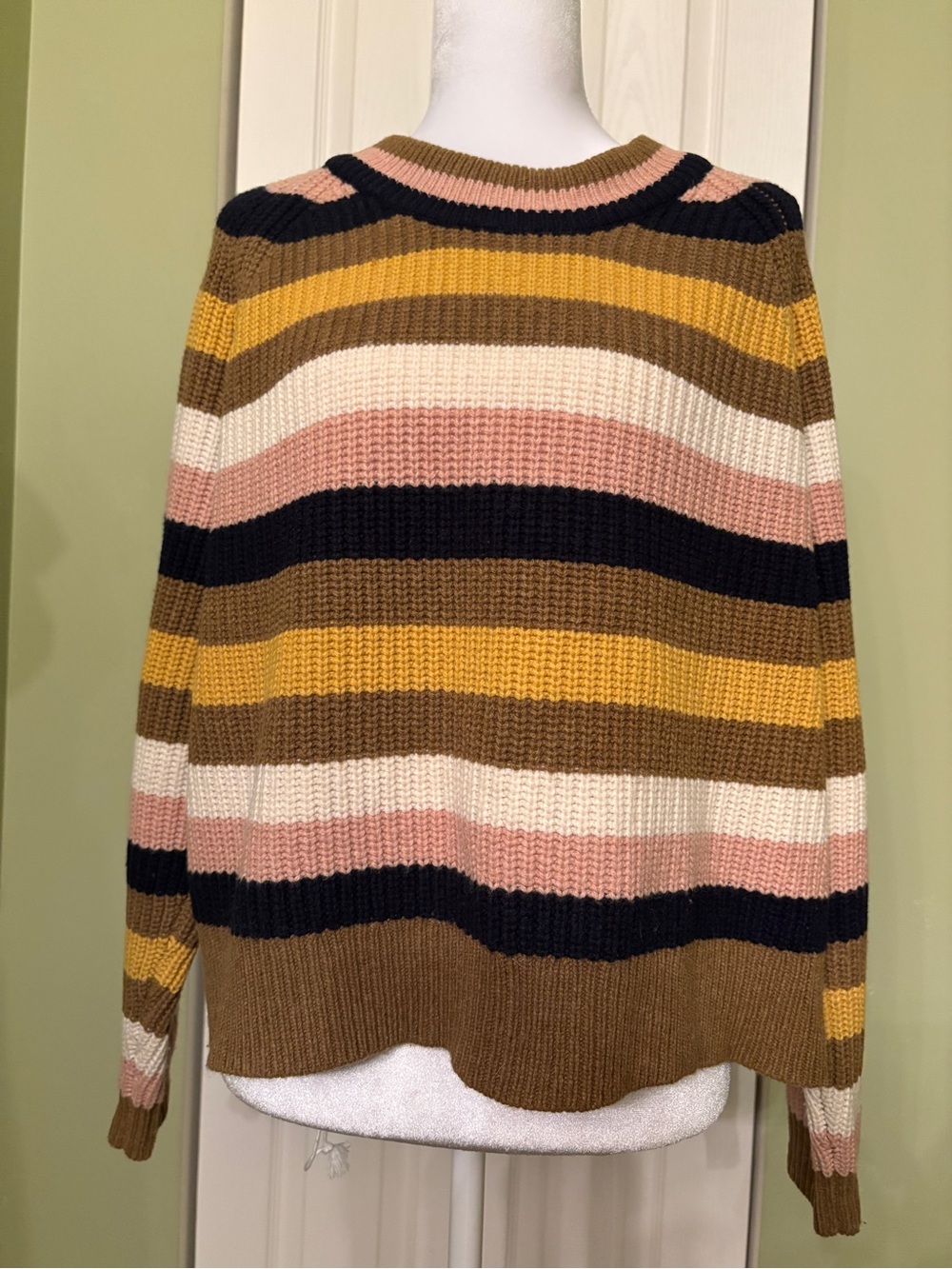 Madewell Striped Crewneck Sweater in Pink, Yellow, Brown and Cream